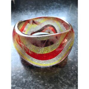 Vtg 1970's Chunky Plastic Melamine Celluloid Bracelet Frosted With Waves